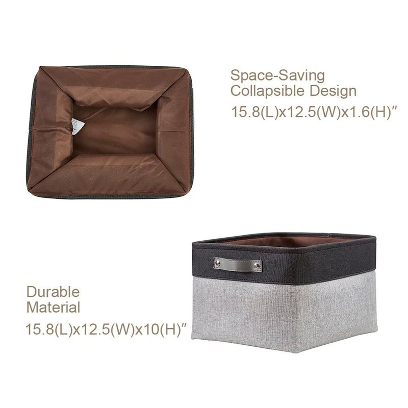 DECOMOMO Storage Baskets for Shelves - Fabric Storage Bins, Linen Closet Organizers and Storage (Grey & Black, XL - 3 Pack) - Image 5